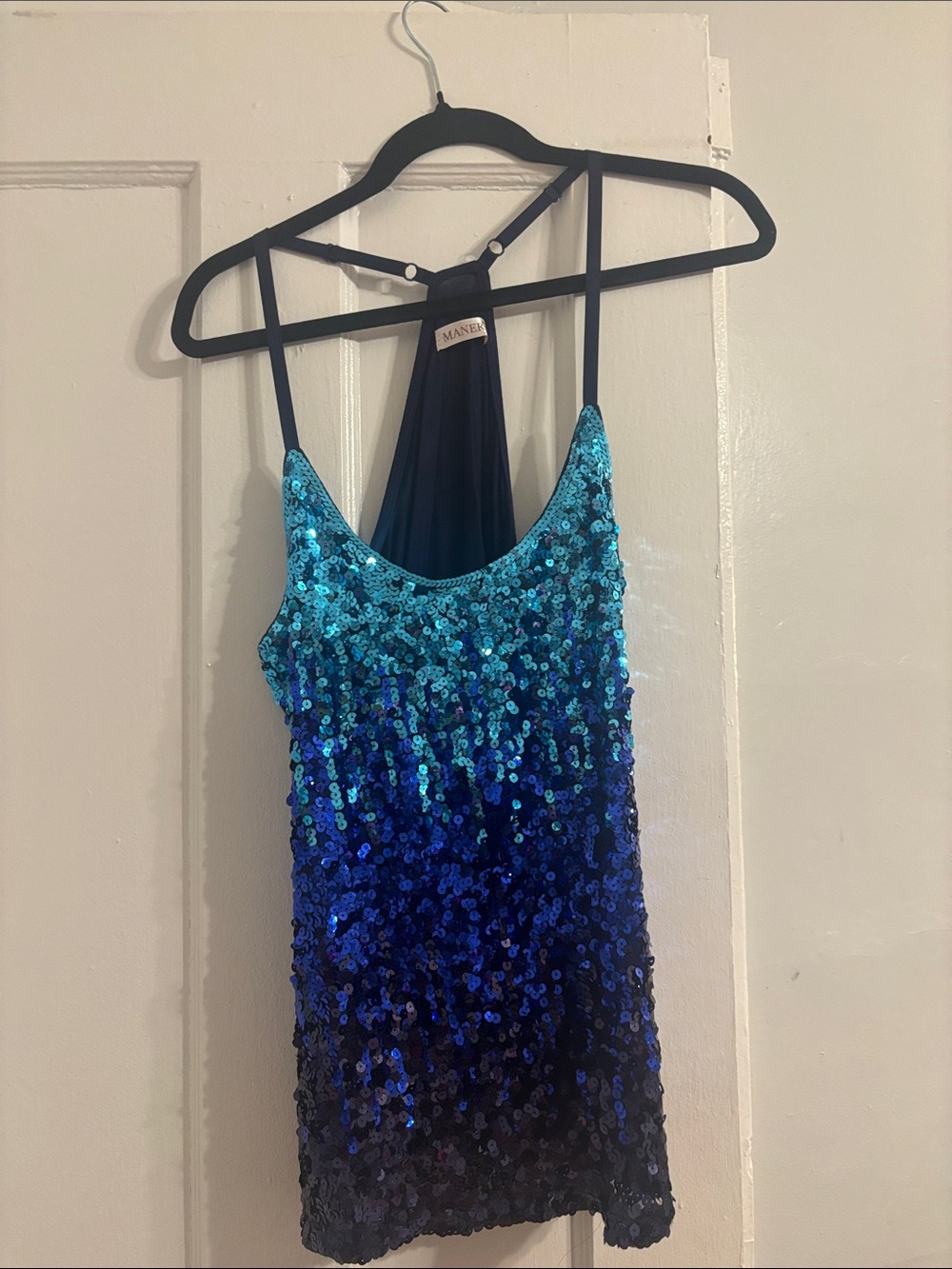 Blue Ombre Sequin Slip Dress
